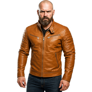 เสื้อแจ็คเก็ตมอเตอร์ไซค์หนัง PU สำหรับผู้ชายไซส์ใหญ่ ปี 2025 คอตั้ง ซิป กันลม กันน้ำ หนา สไตล์ลำลอง - Product Image 3