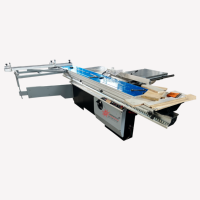 Scie à panneaux verticale motorisée pour le travail du bois, avec table coulissante de précision à 45 et 90 degrés, pour la découpe du mélaminé, du MDF, du contreplaqué et du bois