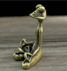 Estatua de Rana Zen de Latón Antiguo para Meditación, Escultura de Animal de Cobre, Quemador de Incienso, Decoración para el Hogar, Escritorio, Mascota para Té - Product Image 6