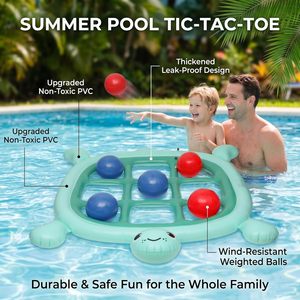 <b>Inflatable</b> Turtle Tic Tac Toe Pool <b>Game</b> with Balls for Family Summer Water Fun - Product Image 3