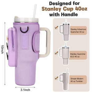 Funda de Neopreno para Botella de Agua Stanley Cup de 40 oz, Bolsa Portabotellas, Bolsillo de Silicona para Teléfono, Bolsa Deportiva - Product Image 5