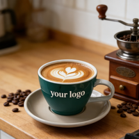 Tasses à café et soucoupes en céramique personnalisées en gros - Ensemble cadeau écologique réutilisable pour le thé, le cappuccino et l'art latte