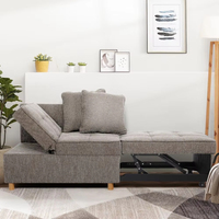 Canapé-lit pliant 2 places, fauteuil inclinable 4-en-1 moderne, dossier réglable sur 5 niveaux avec 2 oreillers, meubles de salon