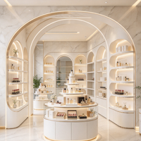 Vitrines de présentation de cosmétiques à éclairage LED multicouche pour salons de beauté et magasins de cosmétiques, design intérieur commercial pour une seule boutique