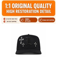 Casquettes de baseball brodées à 5 panneaux réglables en toile noire de haute qualité DH Gorras Metal Cross Caps Belico Hats Mago X EI Caps