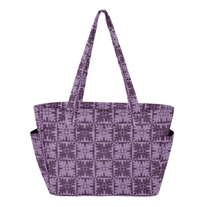 Sac fourre-tout décontracté matelassé pour femme, motif Hawaïen violet Ulu personnalisé, grande capacité, multi-poches, durable et écologique - Product Image 1