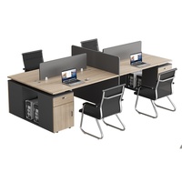 Ensemble de bureau en bois massif moderne minimaliste chaise de style panneau avec armoire pour quatre employés conception de type plaque moderne simple