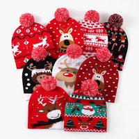 Cappelli Invernali Personalizzati con LED Colorati Natalizi, Berretti Lavorati a Maglia in Acrilico Jacquard con Fiocchi Cartoon