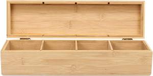 Con 4 compartimentos Sección Té natural Caja de bambú Almacenamiento Bolsa de azúcar Organizador Contenedor Regalo - Product Image 2