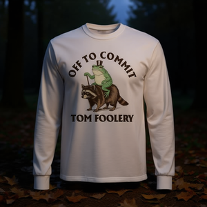 Camiseta de manga larga con diseño de Raccoon Frog Off To Commit Tom Foolery Humor - Product Image 3