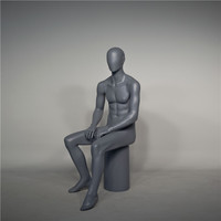 Peinture Pleine Corps Bonne Forme Tête D'oeuf En Fiber De Verre Assis Mannequin Mâle