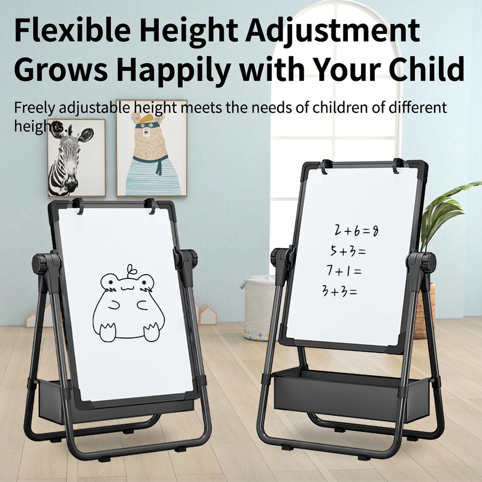 Children Magnetic Double-Sided Whiteboard Easel Drawing Board with ...