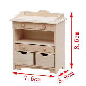 1:12 Puppenhaus Miniatur-Holzmöbel 7,5*3,9*8,6 cm Europäischer Stil Ornamente Schrank Schublade Modell für Mikroszenen - Product Image 1