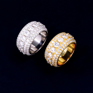 hot sale VVS moissanite GRA certificate 925 silver 18K gold plated round brilliant cut iced out hiphop style <b>ring</b> fashion unisex - Product Image 1