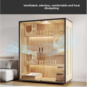 Villa di Lusso per Gatti da Esterno in Legno Ecologico e Vetro con Ampio Spazio, Resistente all'Umidità, Motivo a Tinta Unita e Tiragraffi - Product Image 6