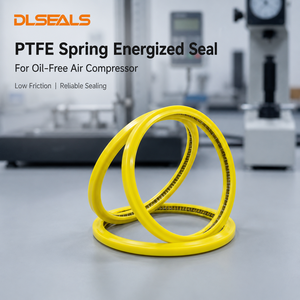 Sello de Pistón Energizado por Resorte de PTFE para Compresor de Aire Sin Aceite, Sala Limpia ISO 8573, Equivalente a Variseal, ISO 9001, En Stock - Product Image 1