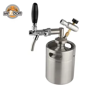 2L 自制不锈钢迷你啤酒桶咆哮器与 CO2 调节器迷你 Keg 水龙头饮水机系统为生啤啤酒酿造