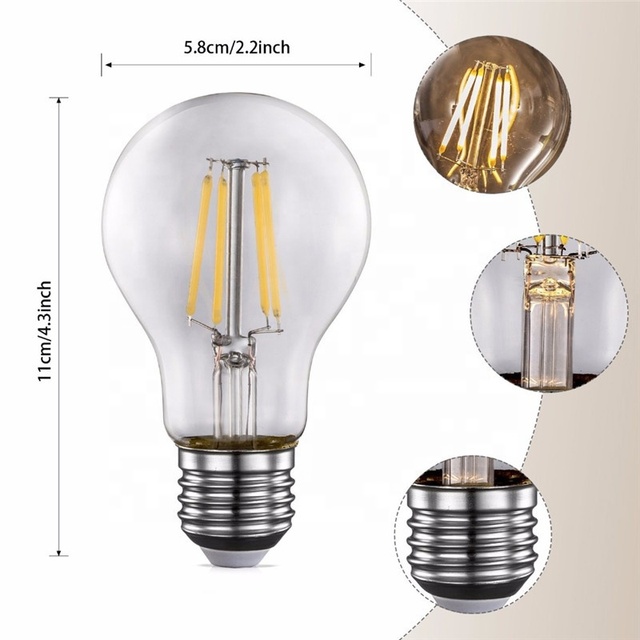 Low Price Retro Edison E26 E27 B22 12V 24V 4W 6W Warm White A19 A60 LED Filament Bulb