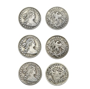 Réplique de la pièce de monnaie américaine de 1802, demi-dime à buste drapé, <span class=keywords><strong>aigle</strong></span> héraldique, plaqué argent, pièces commémoratives décoratives, non magnétiques - Product Image 1