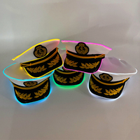 Nouveau chapeau de capitaine lumineux LED chapeau de marins éclairer la casquette marine lueur dans le noir Costume de fête à thème nautique Cosplay accessoires de fête