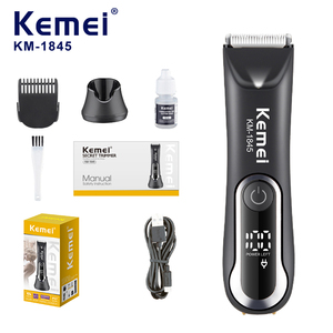 KEMEI Km-1845 Recortadora de <span class=keywords><strong>Vello</strong></span> Corporal Eléctrica Recargable de 600 mAh, Afeitadora Impermeable <span class=keywords><strong>para</strong></span> Partes Íntimas con Luz y Soporte - Product Image 1