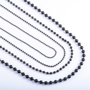 Collier de perles pour femmes et hommes, chaîne à billes en acier inoxydable, accessoires de bijoux pour le cou, collier rond Rolo plaqué noir - Product Image 4