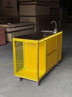 Chariot de vente mobile extérieur en bois de haute qualité pour usage commercial avec table et armoire de rangement