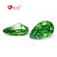 Zircone cubique artificielle Sparkle 4K, taille poire, vert herbe, taillée à la machine, effet givré, pour la fabrication de bijoux