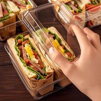 Boîte d'emballage transparente pour sandwichs à une seule couche, boîte en plastique pour sandwichs et pains grillés, boîte à lunch jetable