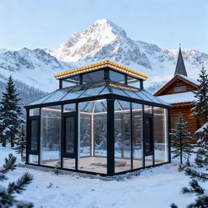 <span class=keywords><strong>Sol</strong></span>árium Moderno de Aluminio y Vidrio, Puertas Corredizas de Vidrio Templado Doble para Uso Residencial en Villas y Apartamentos, Tamaño Personalizable - Product Image 6