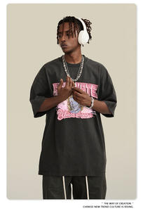 Camiseta Unisex Personalizable de Estilo Urbano con Estampado Digital de Dibujos Animados, 100% Algodón, Cuello Redondo, Lavada, Ajuste Holgado, Retro y Cómoda - Product Image 5