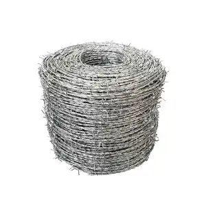 China factory Anti-Corrosion 50kg/roll Galvanized PVC Coated Barbed Iron Wire Price For Fencing Per Meter