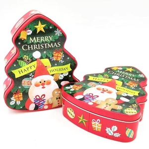 Bán buôn Cây giáng sinh hình dạng rỗng Cookie tinplate hộp cấp thực phẩm kim loại <span class=keywords><strong>tin</strong></span> có thể gói quà tặng cho Cookie dập nổi - Product Image 4