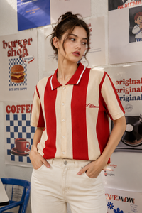 ODM Women Striped Cropped Knit for Vest Soft Spandex/Cotton Custom Logo Short Knitted <b>Top</b> All Seasons Casual Fashion Daily - Product Image 2