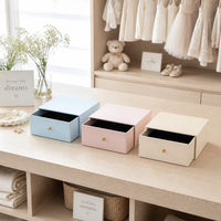 Boîte d'emballage en papier à tiroir coulissant pour bijoux, en carton rigide mat pastel, avec insert en velours, personnalisable avec logo OEM, vente en gros