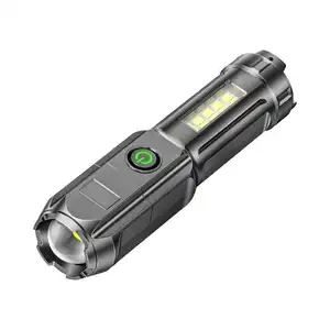 Strong Light Portable Flashlight wtih LED COB Slide Floodlight USB Rechargeable Zoomable Tactical Flashlight Outdoor Lighting