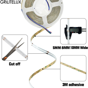 Cinta LED COB Flexible, Iluminación Uniforme, Sin Puntos Oscuros, Luz de Alta Densidad para Iluminación Decorativa en Hostelería - Product Image 2