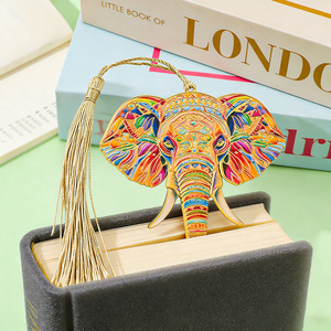 Segnalibro in Lega Smaltata Stile Esotico con Elefante, Vintage <span class=keywords><strong>Etnico</strong></span> Colorato Mandala, con Nappe Dorate - Product Image 5