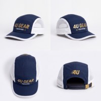 Gorras de Running 4UGEAR Azules, TREKKING, con Malla FlashDry, Estructuradas, de 5 Paneles, con Hebilla Dorada, Visera Curva, para Hombres y Mujeres