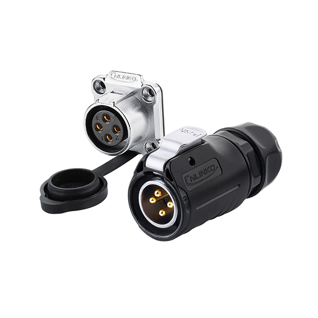 For LP20 PBT 4-Pin IP68 Waterproof 20A 500V Copper Alloy Male Female Electronic Aviation Power Connector for Industrial Use