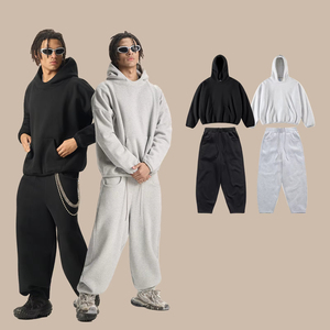 Sweat à capuche épais à double couche en molleton style baggy <span class=keywords><strong>rap</strong></span> hip-hop, 400 g/m², logo personnalisé, streetwear, sweats à capuche pour hommes, haute qualité - Product Image 2