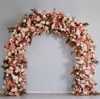 Arche de mariage en gros avec support floral, arche en forme de corne pour décoration événementielle, fleurs artificielles d'automne
