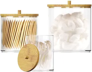Paquet de 3 couvercles en bois de bambou de stockage organisateur de conteneur vide bouteille