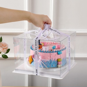Luxury Custom Pet Tall Transparent Cake Packing Swiss Roll Bakery Muffins Clear Plastic Cake Box 3 In 1