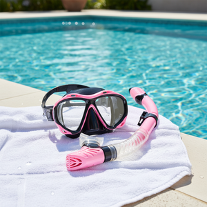 Masque de plongée et de snorkeling panoramique à 180°, flottant, haute définition, anti-buée, étanche, verre trempé, silicone, double lentille - Product Image 6