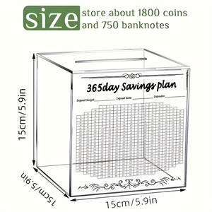 ओएम ऐक्रेलिक स्पष्ट सुरक्षित वर्णगी बैंक मनी बॉक्स गोल उलटी गिनती जमा राशि बॉक्स ऐक्रेलिक बॉक्स - Product Image 2