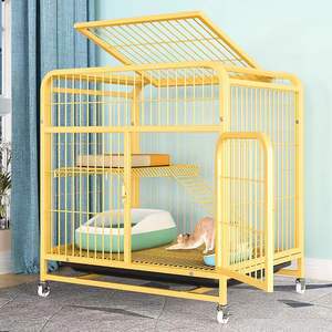 Супербольшая железная клетка-вилла для кошек с интегрированным туалетом и круглым пластиковым лотком для использования в помещении/на улице - Product Image 6