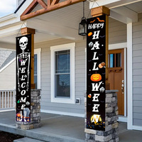 Nouveau pour Amazon Halloween et Noël Couple Rideau de porte Drapeau conçu en usine pour les décorations d'ambiance de fête