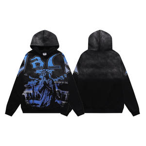 Hoodie Katun Longgar Motif Cetak Trendi Ala Vintage Berkualitas Tinggi untuk Pria dan Wanita, Model Couple, Gaya High Street, Resleting, dan Berkerudung - Product Image 5