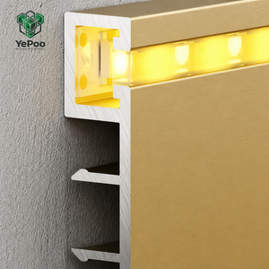 Plinthe LED en aluminium doré, étanche, durable, facile à installer, auto-adhésive, avec clip dissimulé, pour villas et hôtels de luxe - Product Image 4